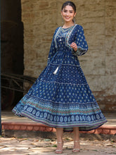 Women's Navy Printed Teired Dress